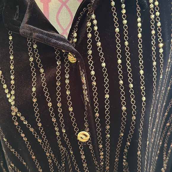 Maggie, sweet vintage, long sleeve, button-down Valore, top with glitter chains - Picture 2 of 4